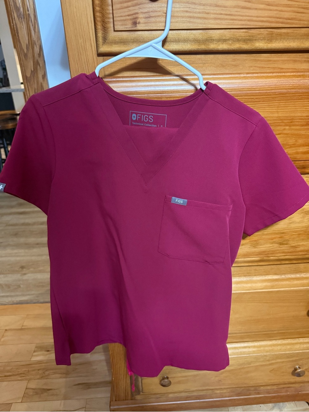 Figs Women's Scrub Top in deep cranberry